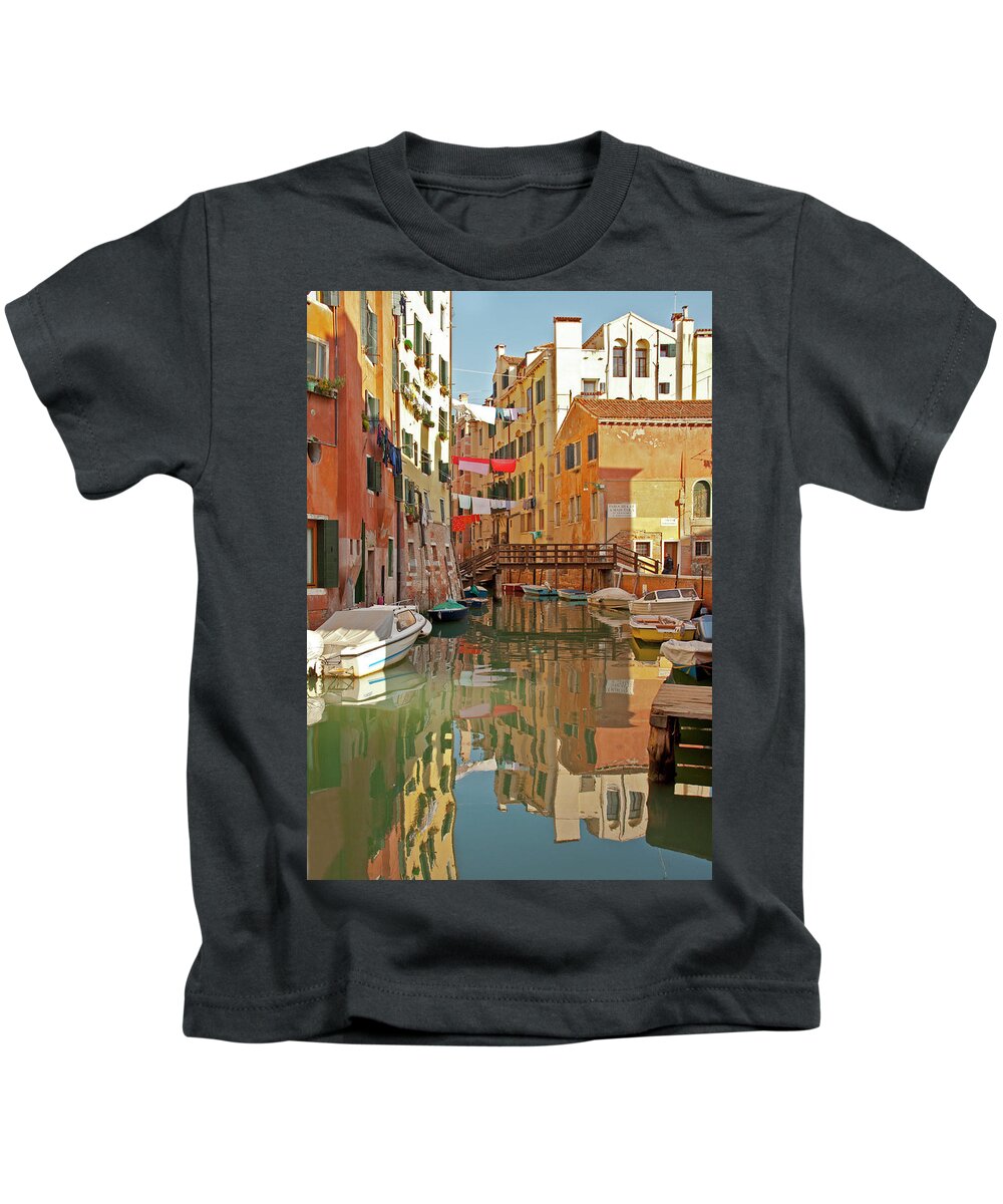 Venice Kids T-Shirt featuring the photograph Cleanliness and Godliness - Venice, Italy by Denise Strahm