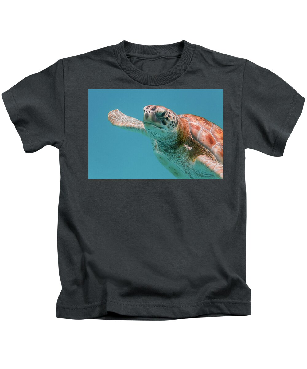 Turtle Kids T-Shirt featuring the photograph Close Encounter with a Green Turtle by Mark Hunter