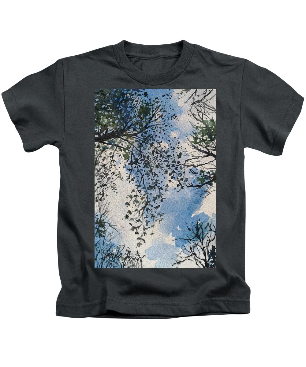 Cloudscape Kids T-Shirt featuring the painting Clouds by Sheila Romard