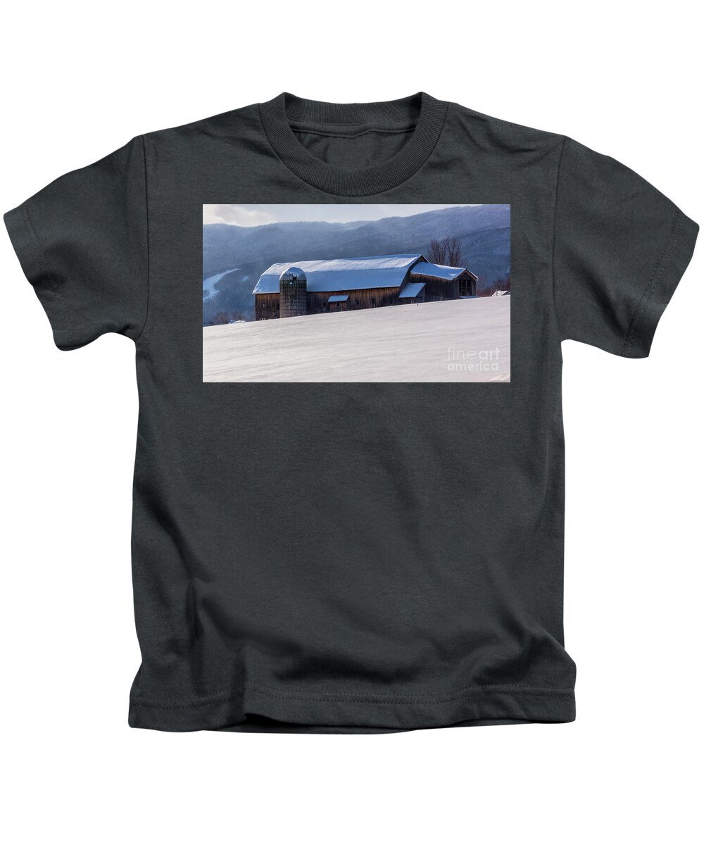 New England Kids T-Shirt featuring the photograph Cold day in Waitsfield Vermont by New England Photography