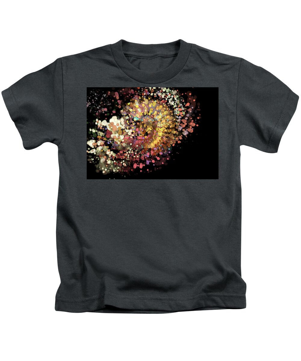 Abstract Circles Burp Gold Yellow White Black Tan Orange Turquoise Grey Kids T-Shirt featuring the digital art Colorful Burp by Kathleen Boyles
