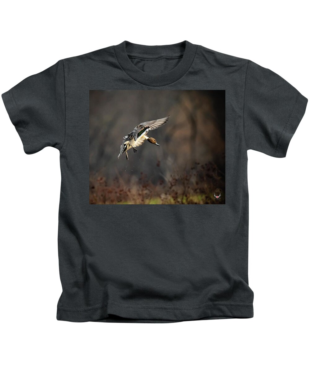 Pintailduck Kids T-Shirt featuring the photograph Coming in for a Landing by Pam Rendall