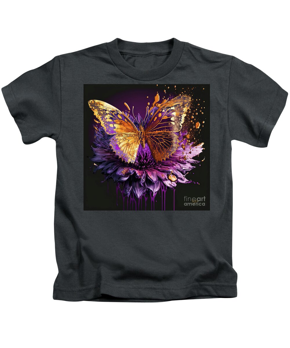 Copper Kids T-Shirt featuring the painting Copper Butterfly Explosion by Tina LeCour