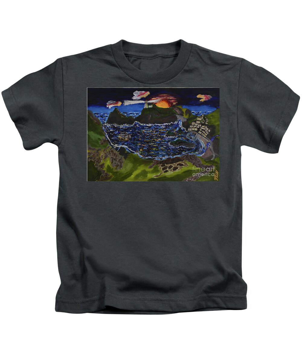 England Kids T-Shirt featuring the painting Cornwall 1700's by David Westwood