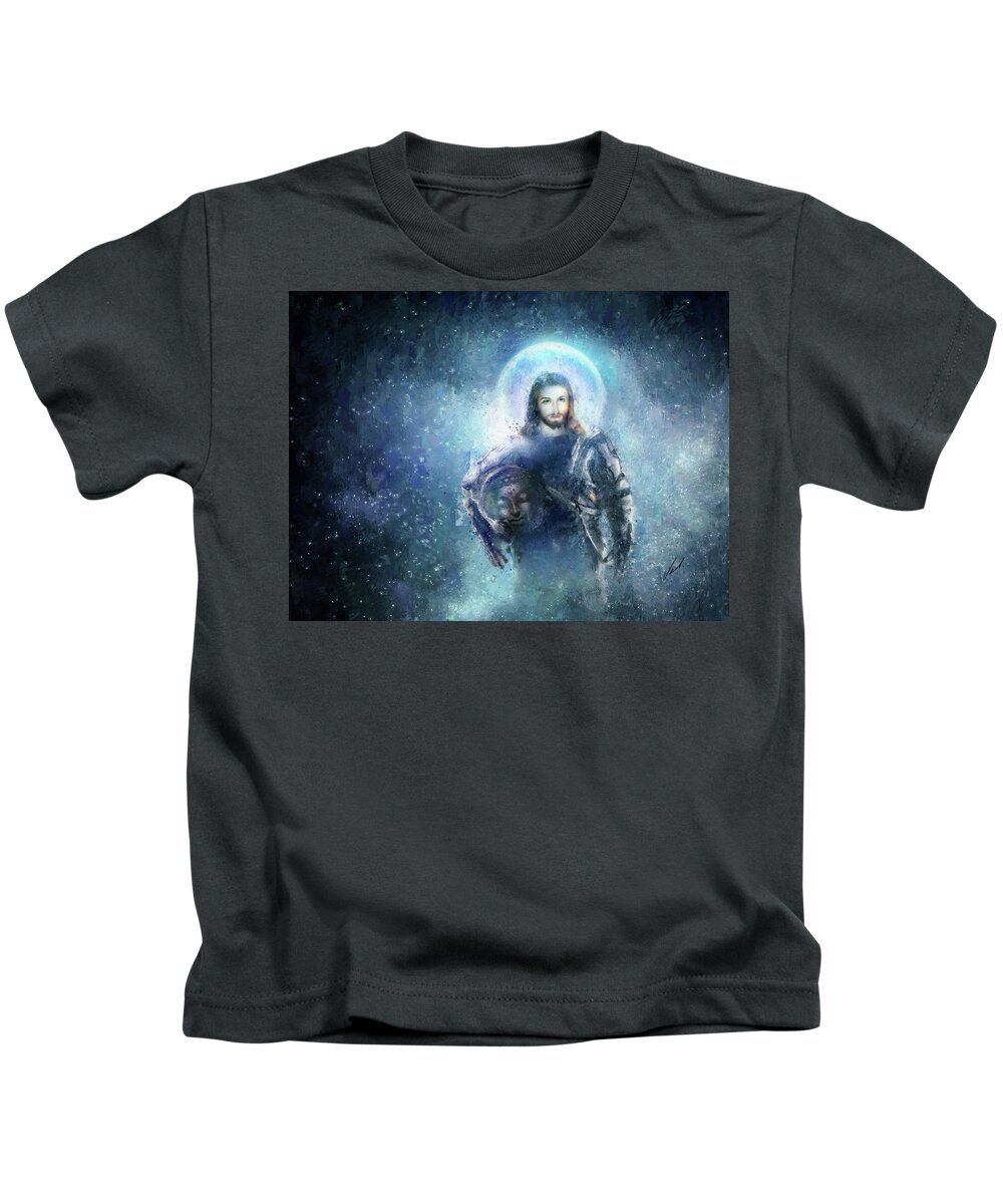 Cosmic Buddha Kids T-Shirt featuring the painting Spaceman - original artwork by Vart by Vart