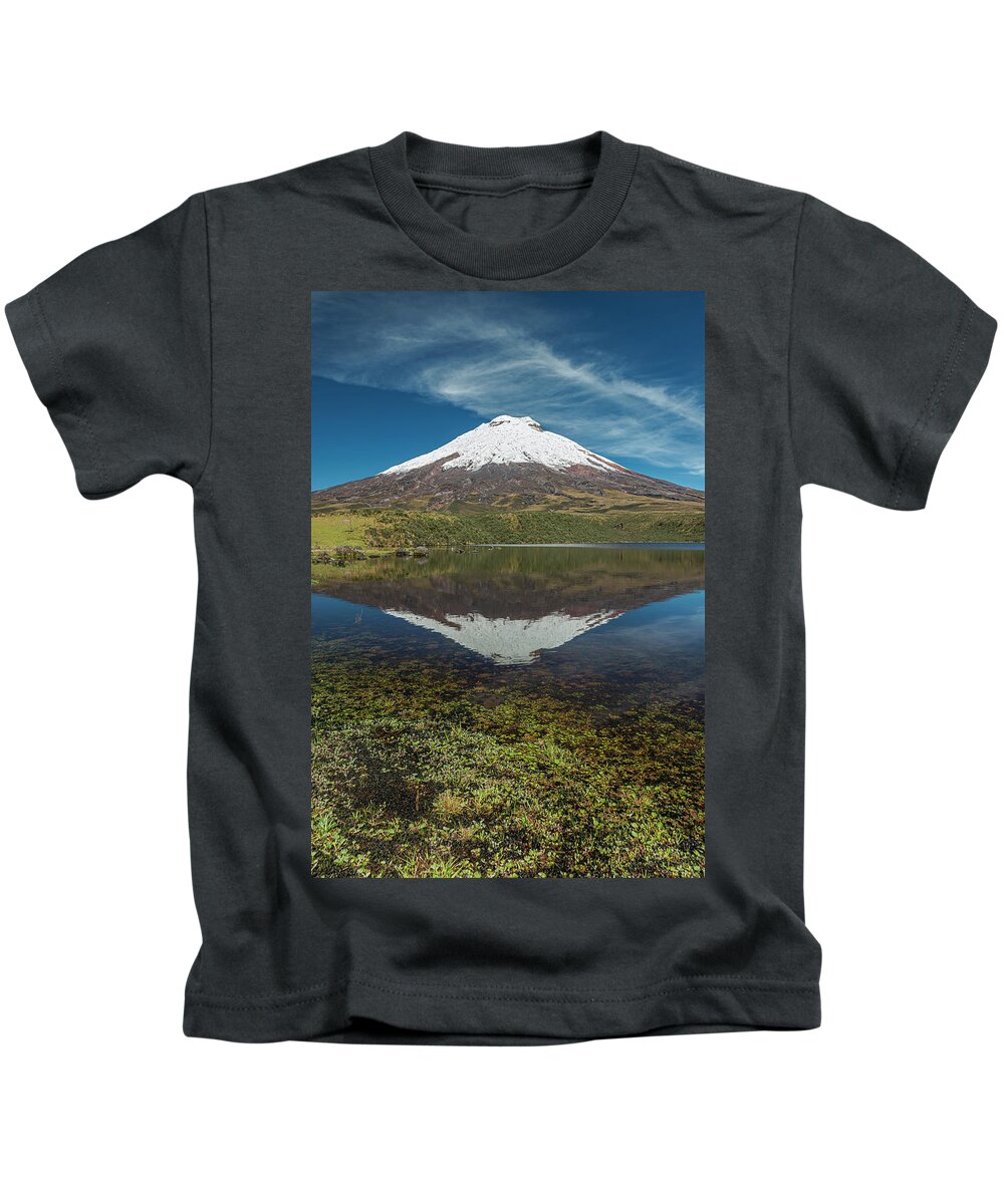 Andes Kids T-Shirt featuring the photograph Cotopaxi and his reflection by Henri Leduc