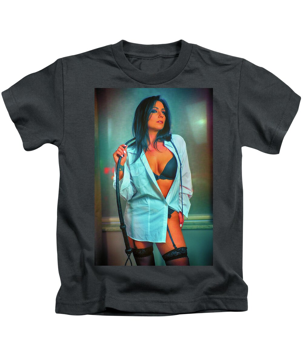 Boudoir Kids T-Shirt featuring the photograph Cracking that whip by Alan Goldberg