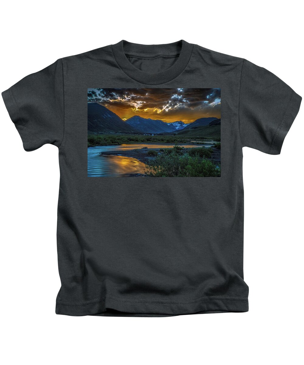 Crested Butte Kids T-Shirt featuring the photograph Crested Butte Sunset by Bitter Buffalo Photography
