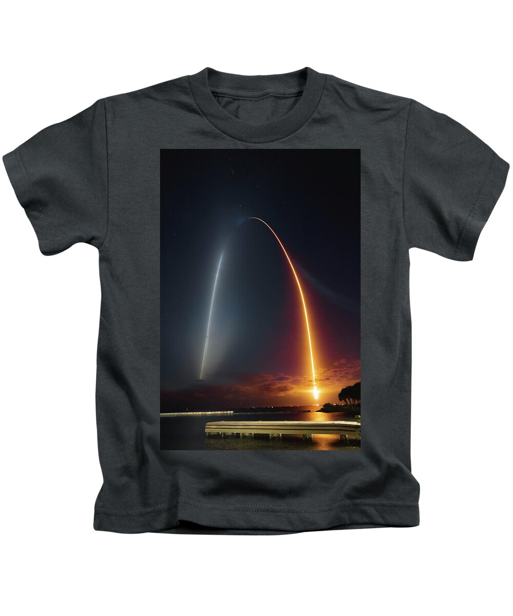 Eos_r Kids T-Shirt featuring the photograph Crew 2 Headed for ISS by Gordon Elwell