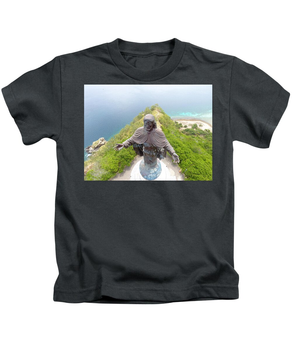 Adventure Kids T-Shirt featuring the photograph Cristo Rei of Dili statue of Jesus by Brthrjhn2099