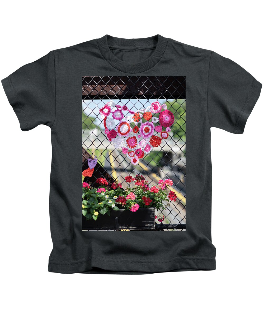 Heart Kids T-Shirt featuring the photograph Crocheted Heart by Denise Kopko