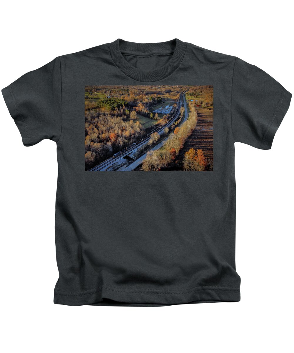 Railroad Kids T-Shirt featuring the photograph CSX Loaded Coal Train N015 Southbound At Nortonville Ky by Jim Pearson