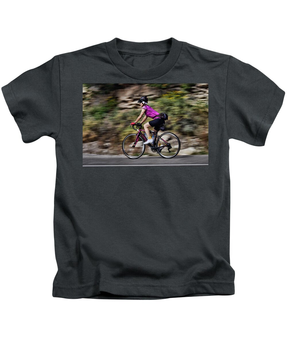 Tijeras Kids T-Shirt featuring the photograph Cyclist by Segura Shaw Photography