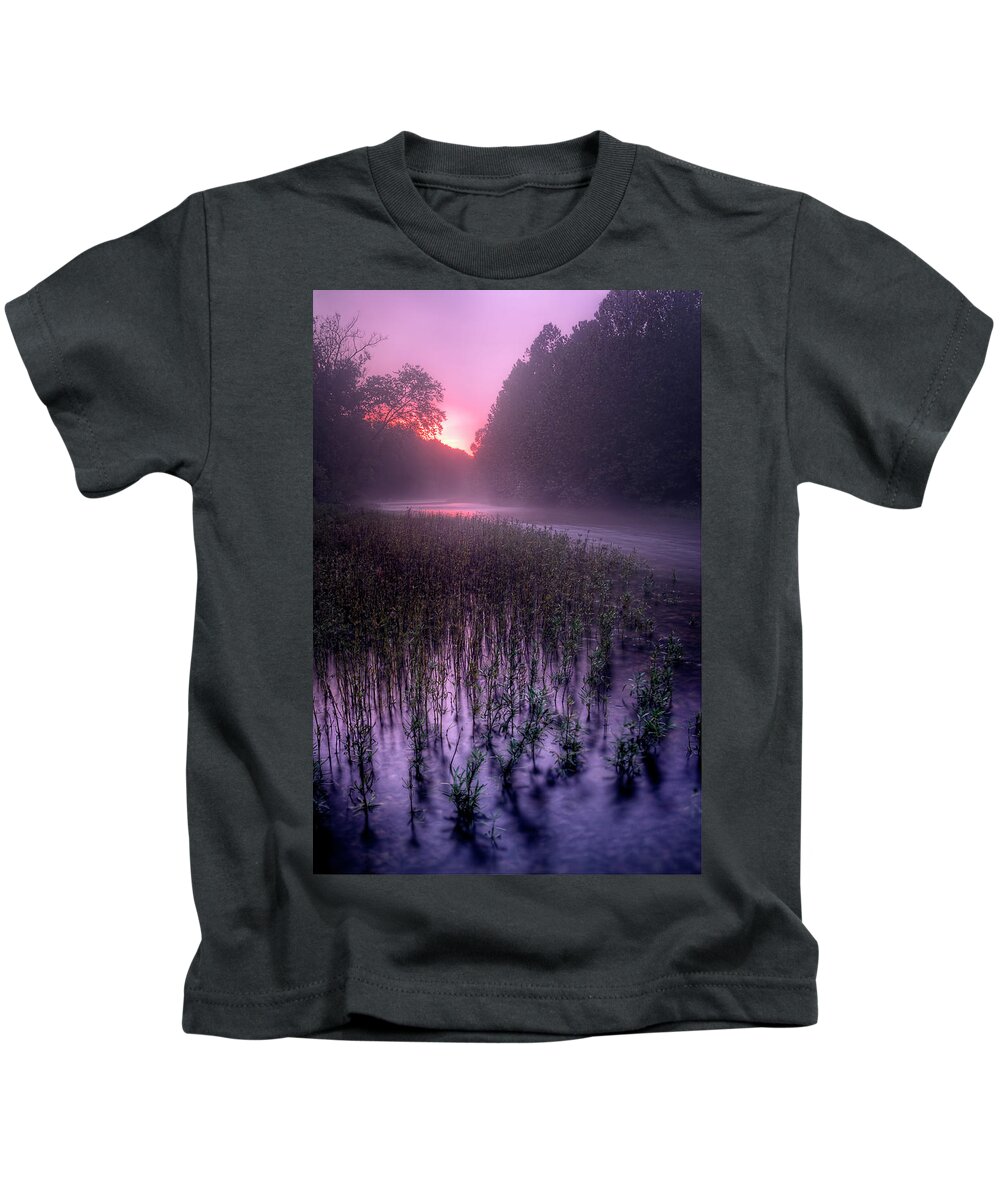 2012 Kids T-Shirt featuring the photograph Dawn Mist by Robert Charity