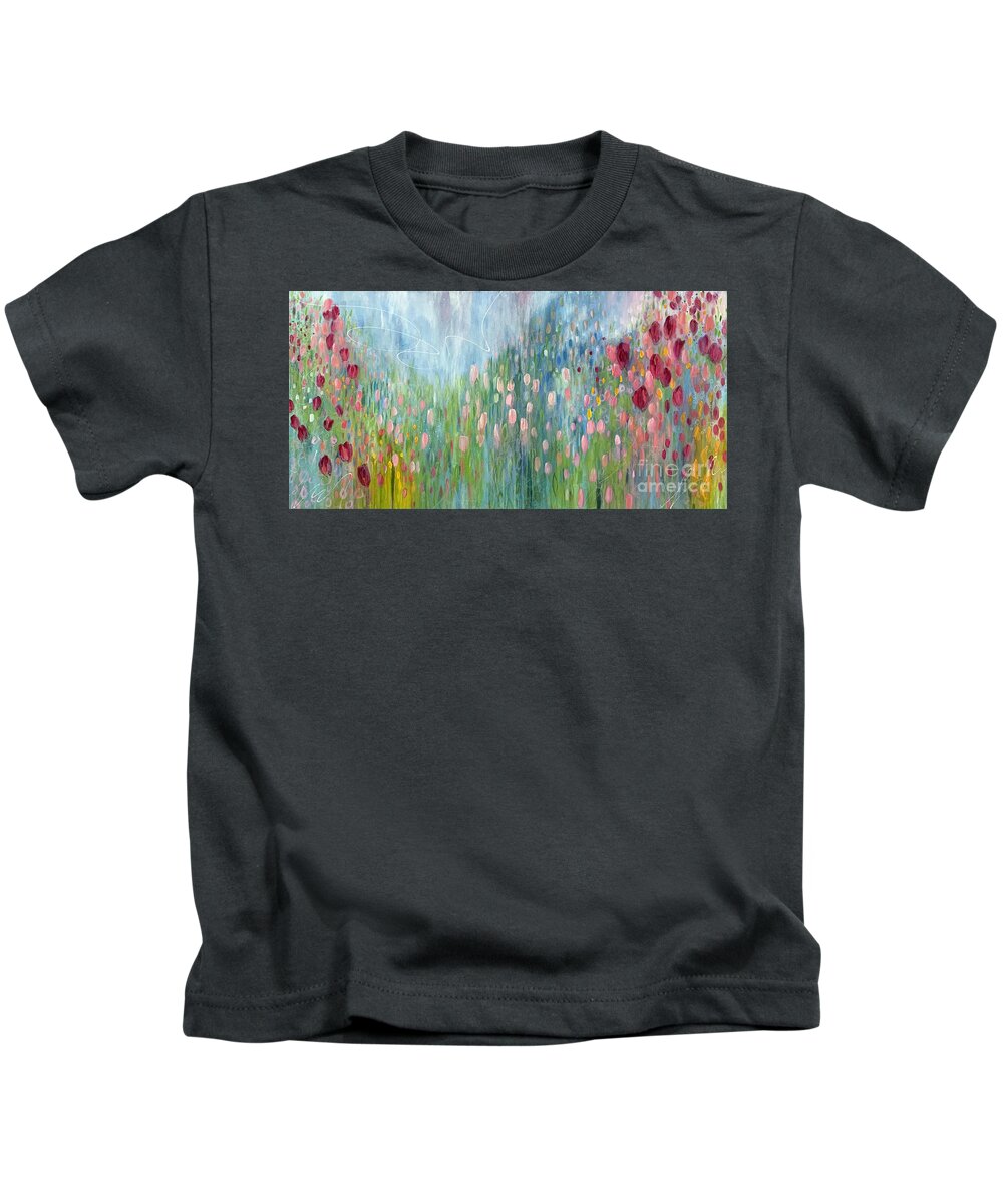 Flowers Kids T-Shirt featuring the painting Daydreams 2 by Cheryl Rhodes