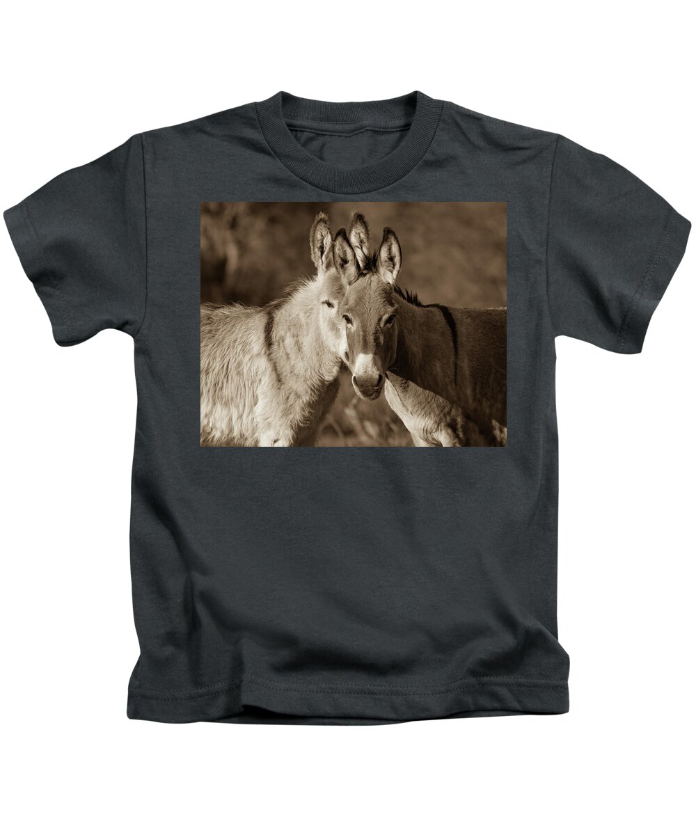 Wild Burros Kids T-Shirt featuring the photograph Desert Faces by Mary Hone