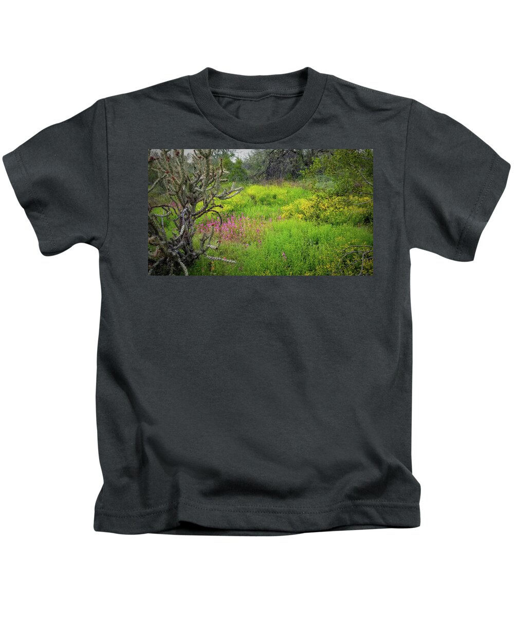 Desert Kids T-Shirt featuring the photograph Desert Wildflowers - Landscape by Gene Taylor