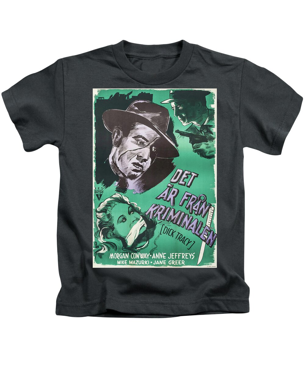 Aberg Kids T-Shirt featuring the mixed media ''Dick Tracy'', 1945 - art by Gosta Aberg by Movie World Posters