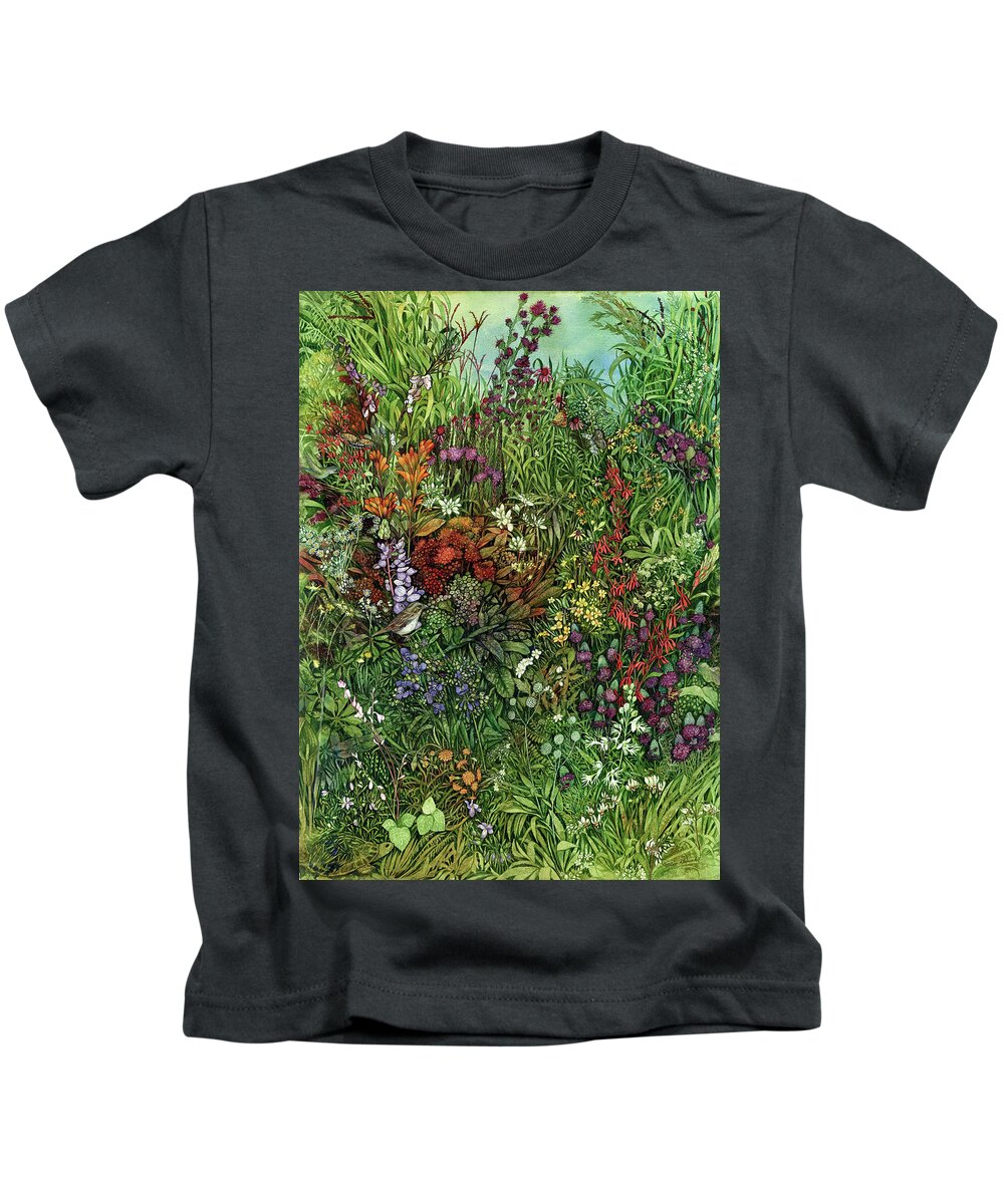 Floral Kids T-Shirt featuring the painting Disappearing Prairies II by Helen Klebesadel