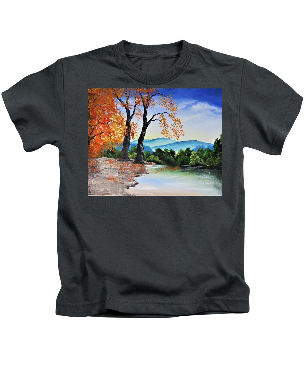 Landscape Kids T-Shirt featuring the painting DO3-Deno Onsumo by Deno Onsomu