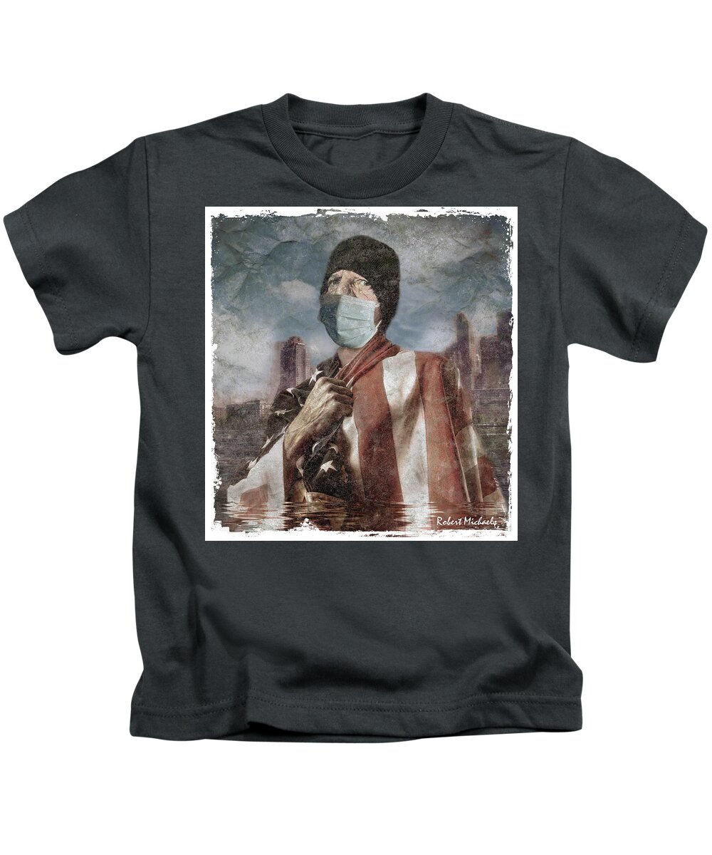 Mask Kids T-Shirt featuring the photograph Draped American Flag by Robert Michaels
