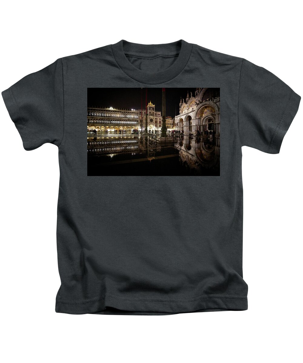 Art Kids T-Shirt featuring the photograph Dsc9434 - St Mark's Square by night, Venice by Marco Missiaja