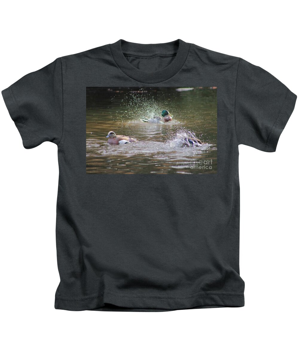 Mallard Kids T-Shirt featuring the photograph Duck Day Spa by Kimberly Furey