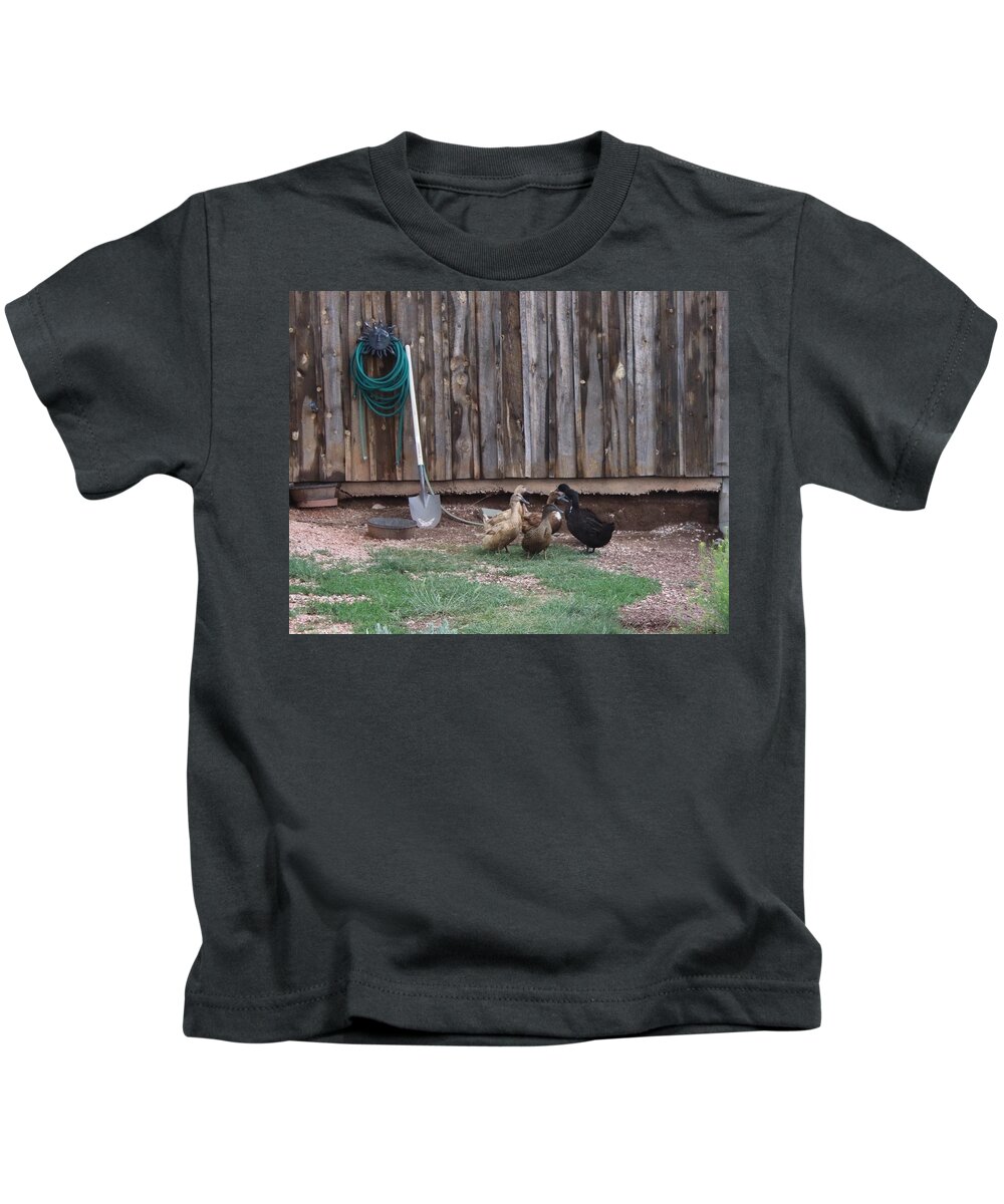 Ducks Kids T-Shirt featuring the photograph Duck discussion by Yvonne M Smith