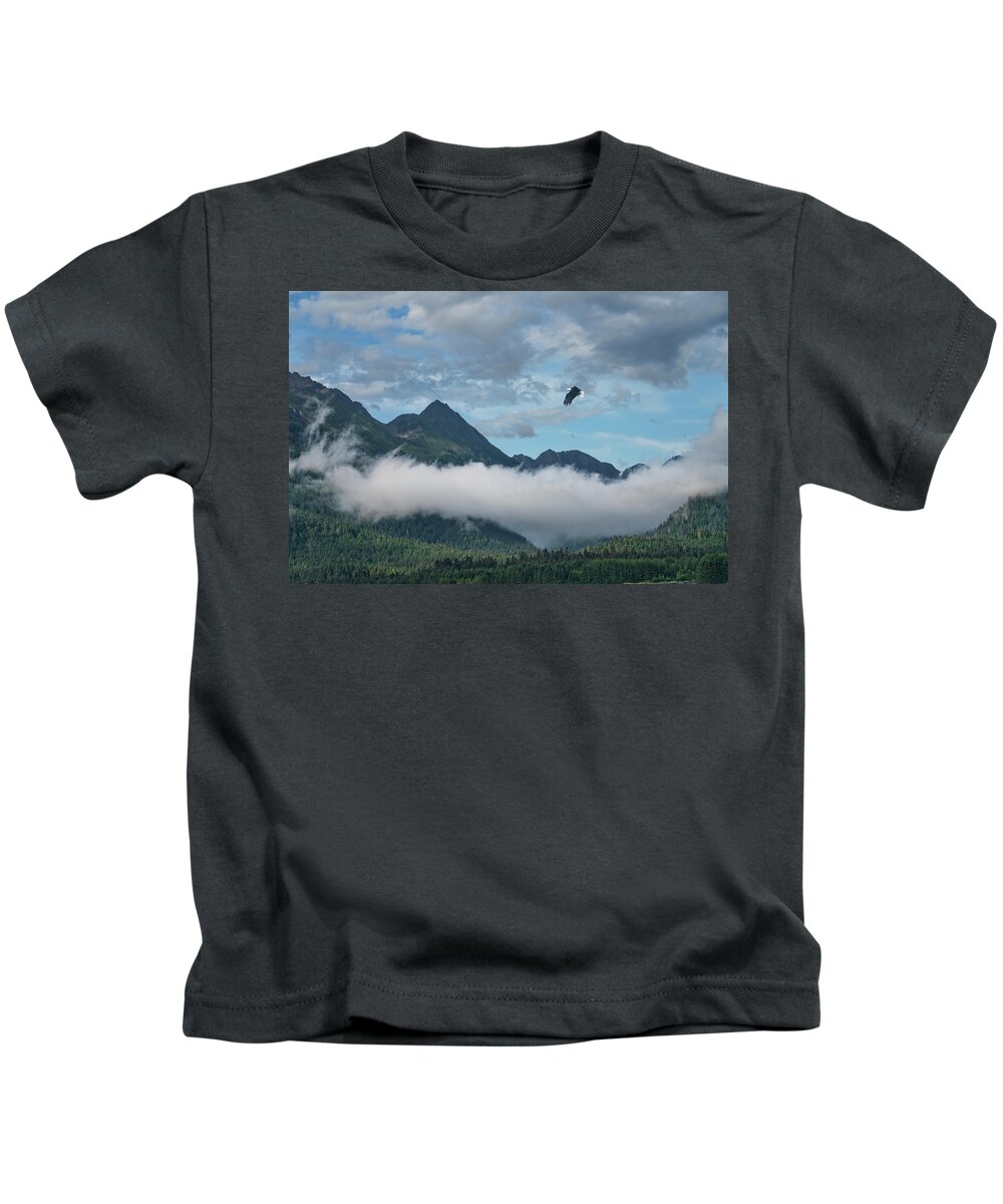 Alaska Kids T-Shirt featuring the photograph Eagle over Southeast Alaska by Michele Cornelius