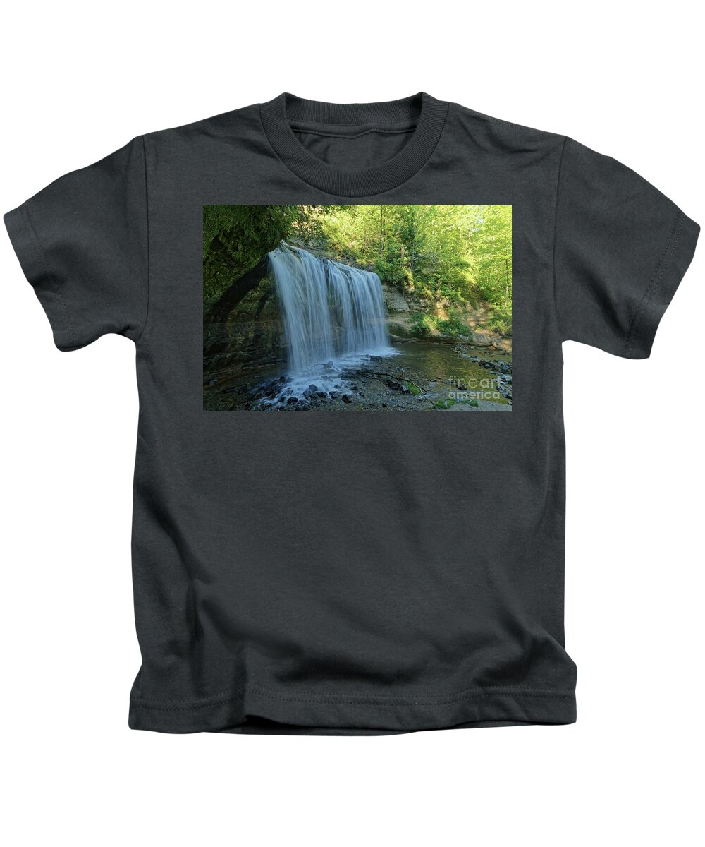 Waterfall Kids T-Shirt featuring the photograph Early Morning at Cascade Falls in Osceola Wisconsin by Natural Focal Point Photography