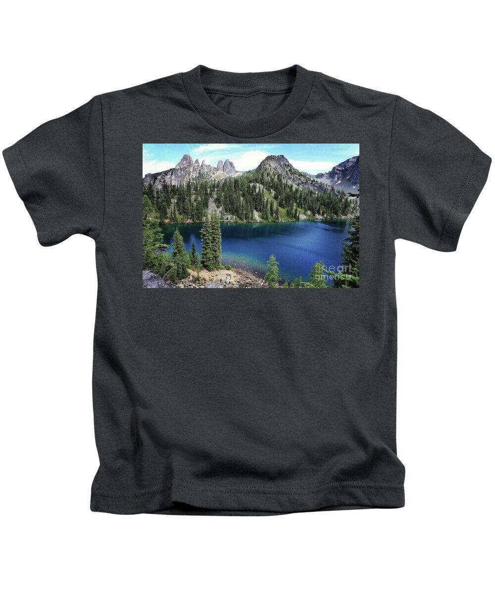 Lake Kids T-Shirt featuring the photograph Early Winters Spires by Sylvia Cook