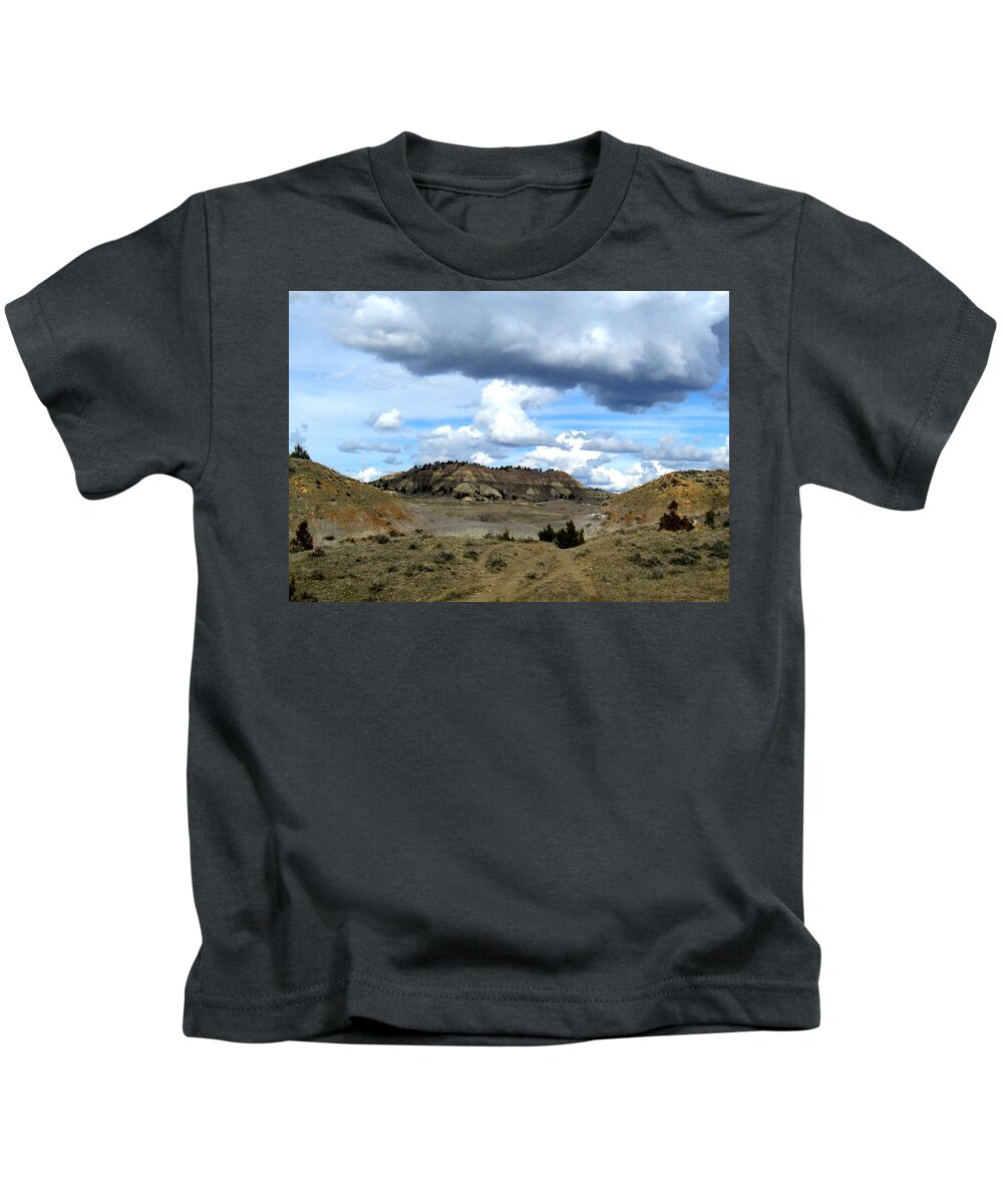 Badlands Kids T-Shirt featuring the photograph Eastern Montana Badlands by Katie Keenan