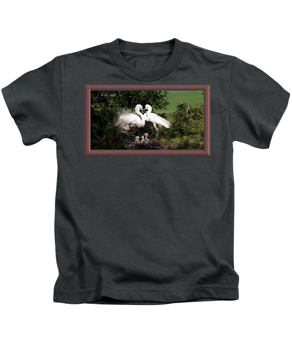 Egret Kids T-Shirt featuring the photograph Egret Family by Nancy Ayanna Wyatt