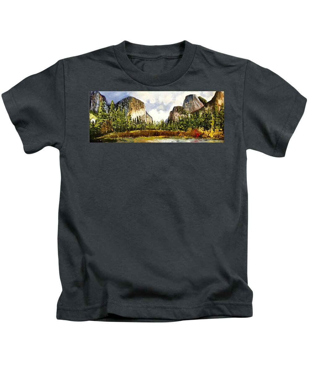 El Capitan Kids T-Shirt featuring the painting El Capitan by Shawn Smith