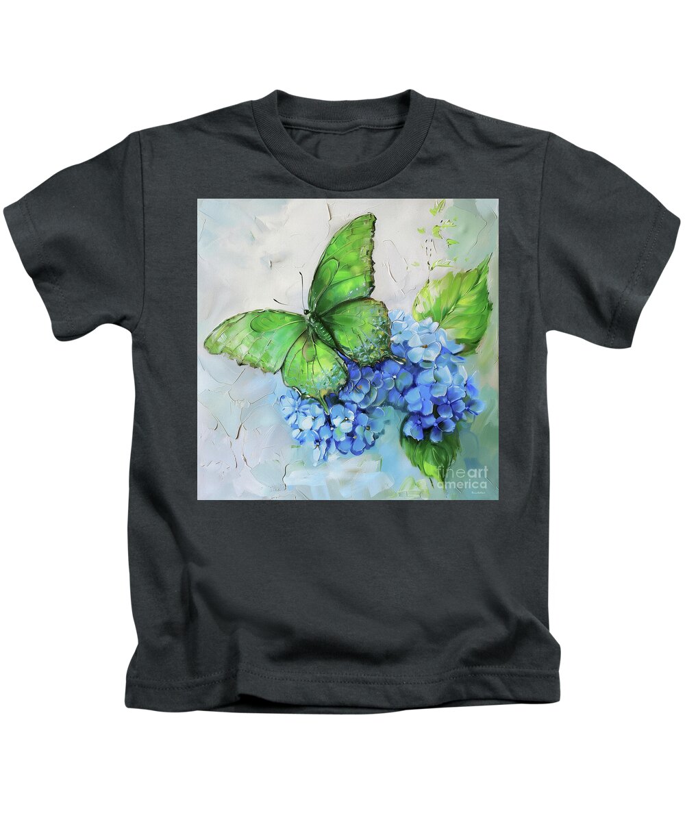 Butterfly Kids T-Shirt featuring the painting Emerald Butterfly by Tina LeCour