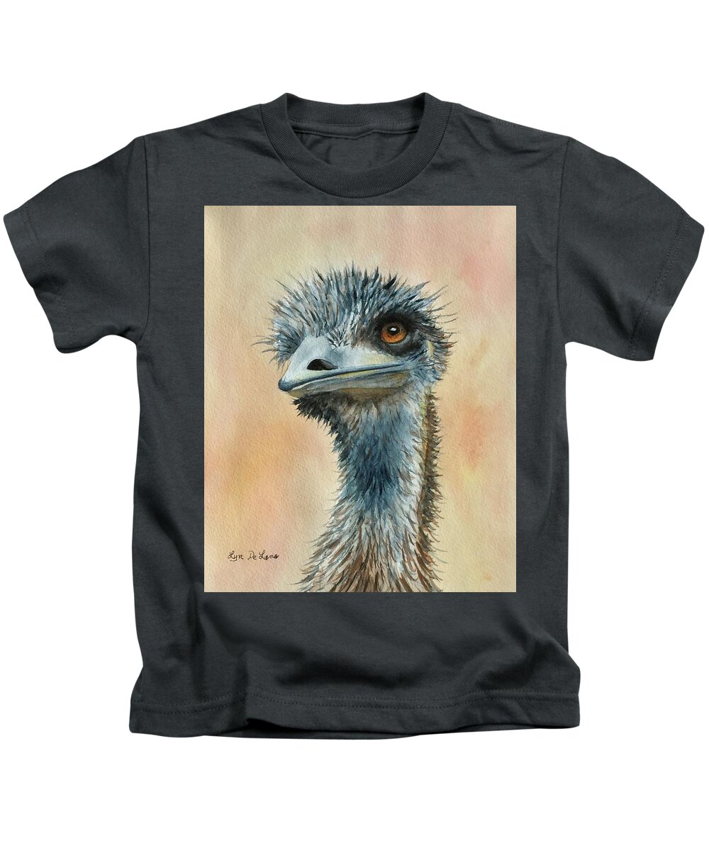 Emu Kids T-Shirt featuring the painting Emu Emu by Lyn DeLano