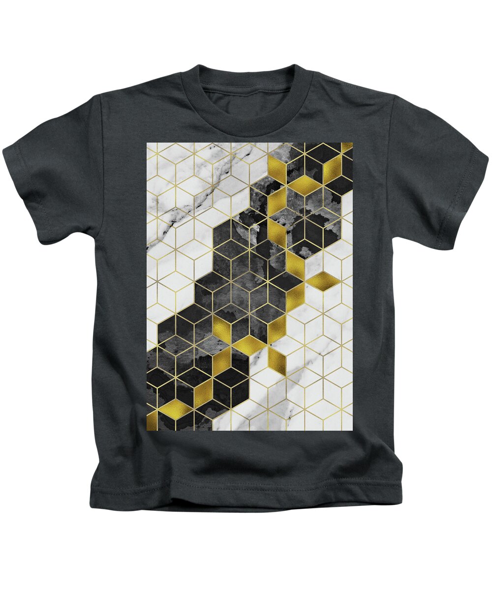 Abstract Kids T-Shirt featuring the digital art Eternity Geometric Modern Marble by Sambel Pedes