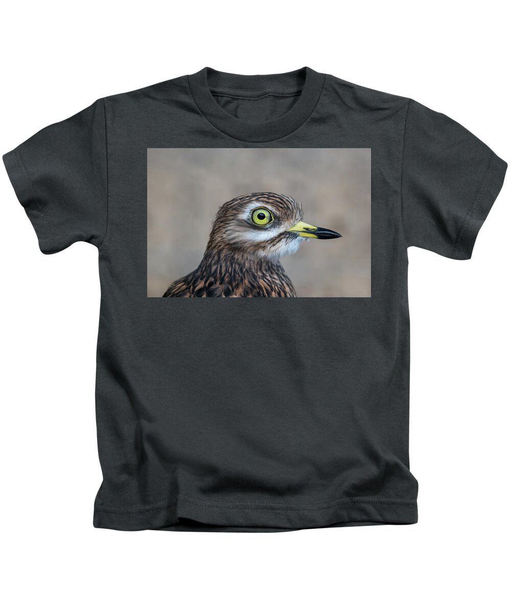 Eurasian Kids T-Shirt featuring the photograph Eurasian Stone-curlew Bird Portrait by Artur Bogacki