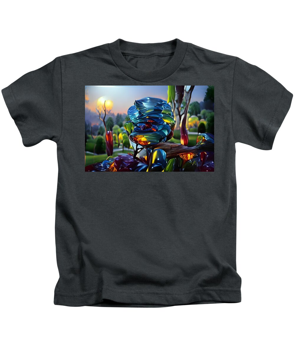 Digital Kids T-Shirt featuring the digital art Evening Glass by Beverly Read