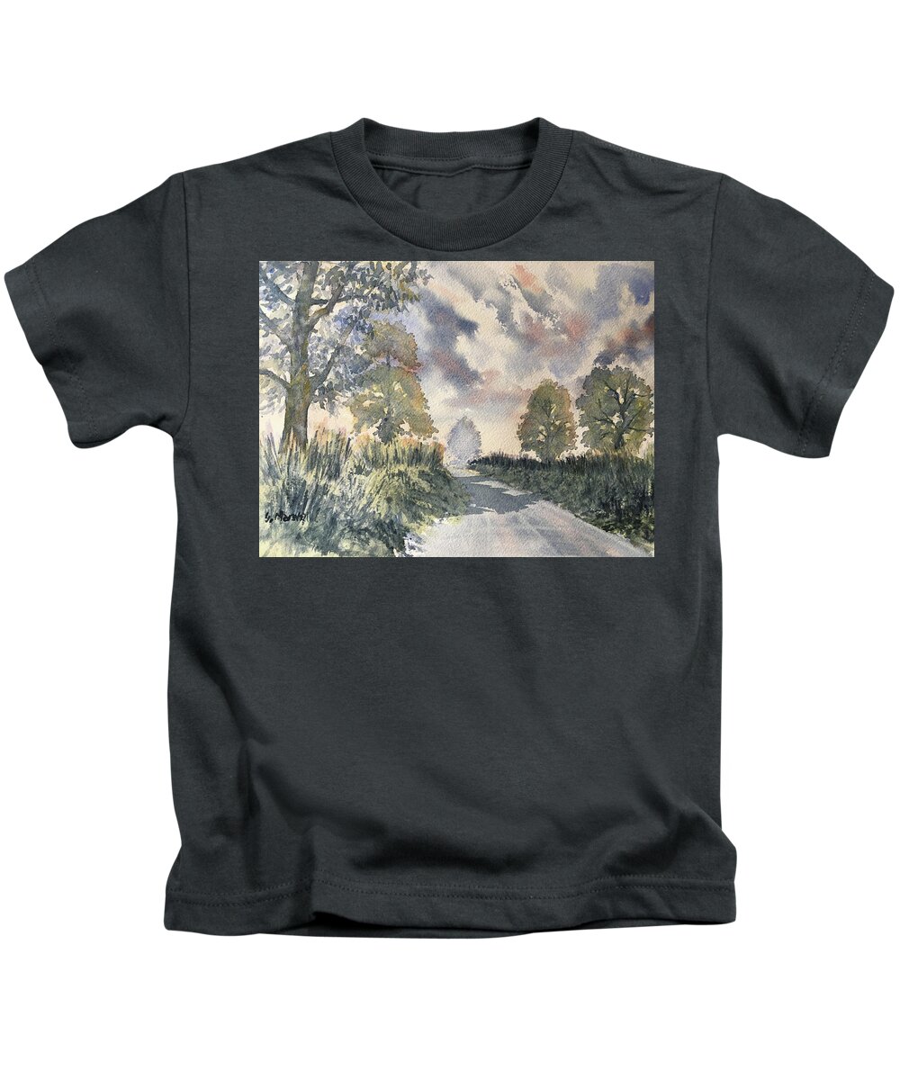 Watercolour Kids T-Shirt featuring the painting Evening Light on Woldgate by Glenn Marshall