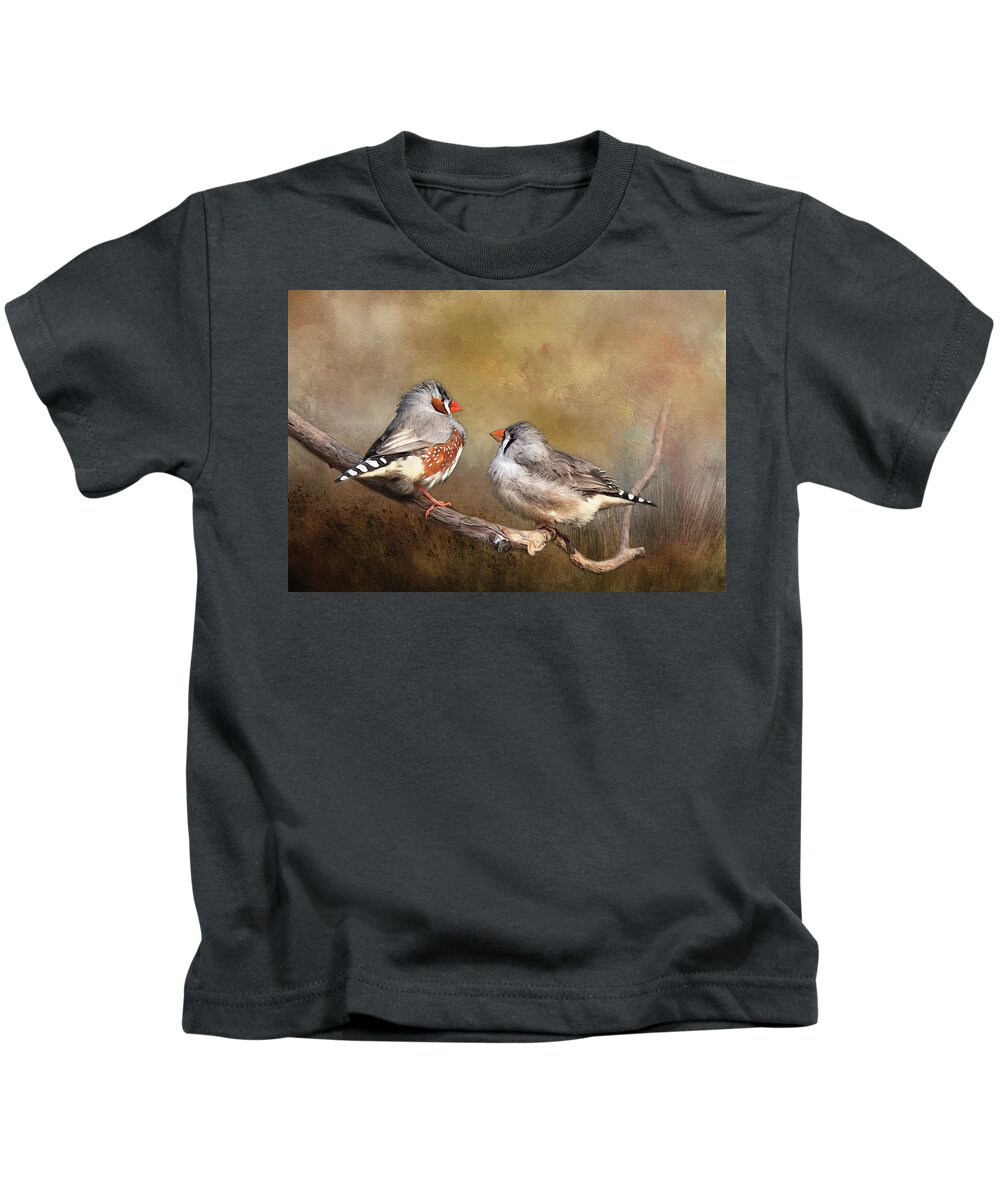 Finch Kids T-Shirt featuring the photograph Exotic Zebra Finch by Theresa Tahara