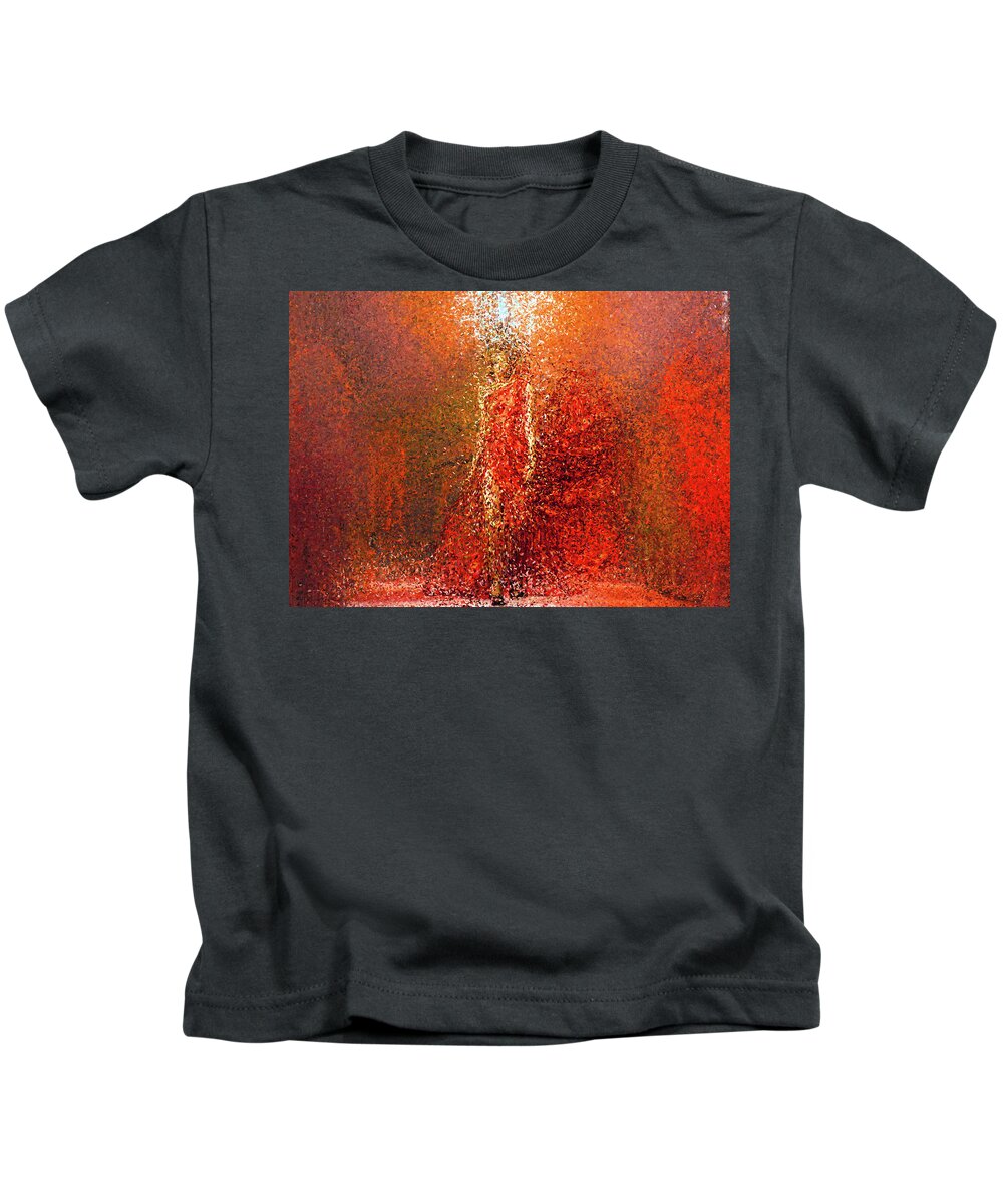 Red Leaves Kids T-Shirt featuring the painting Fall Is Coming by Alex Mir