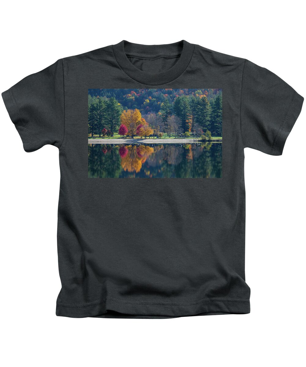 Fall Trees Kids T-Shirt featuring the photograph Fall Trees Reflected by Denise Kopko