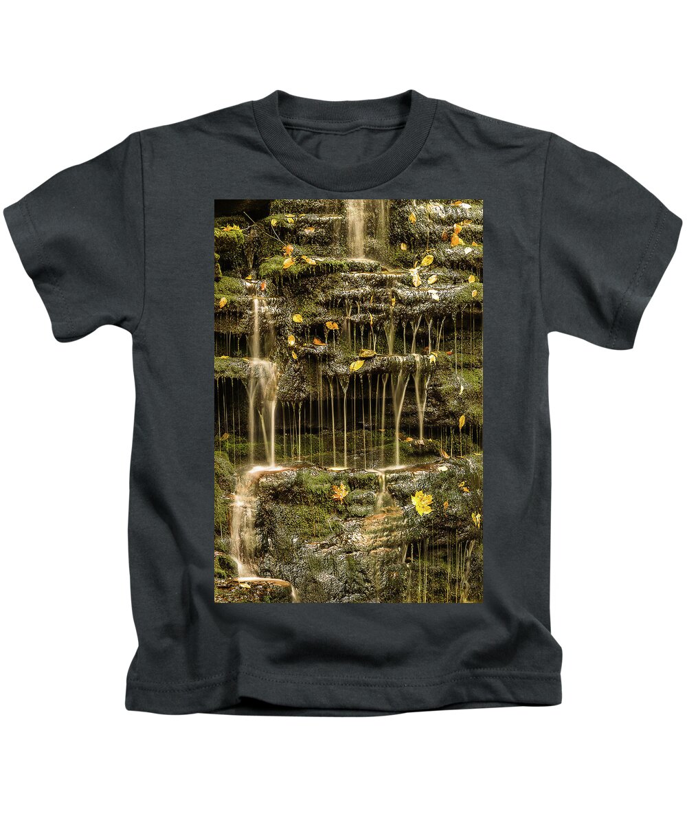 Ricketts Glen Kids T-Shirt featuring the photograph Falling leaves by Robert Miller