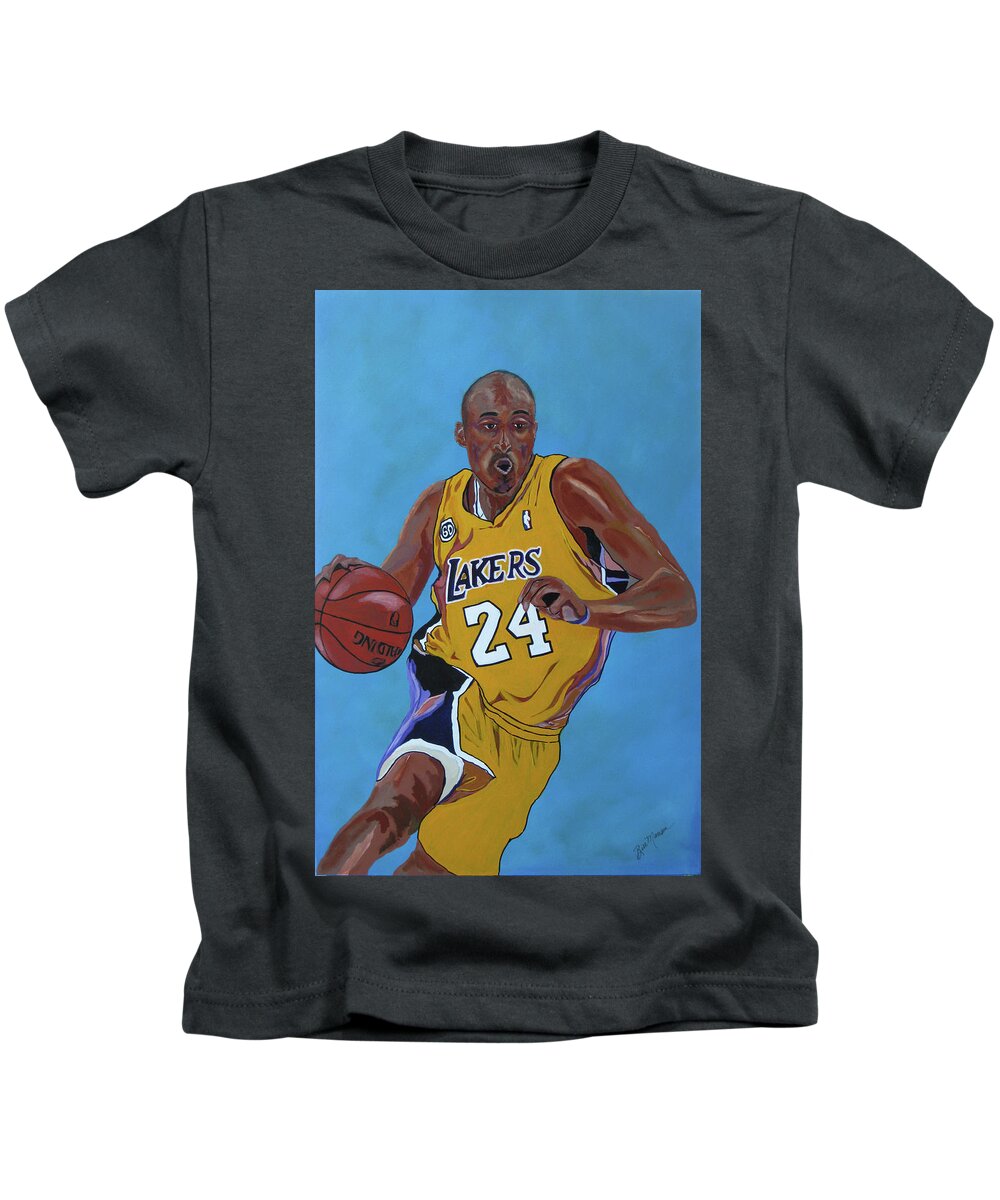 Kobe Bryant-nba Icon Kids T-Shirt featuring the painting Fast Break by Bill Manson