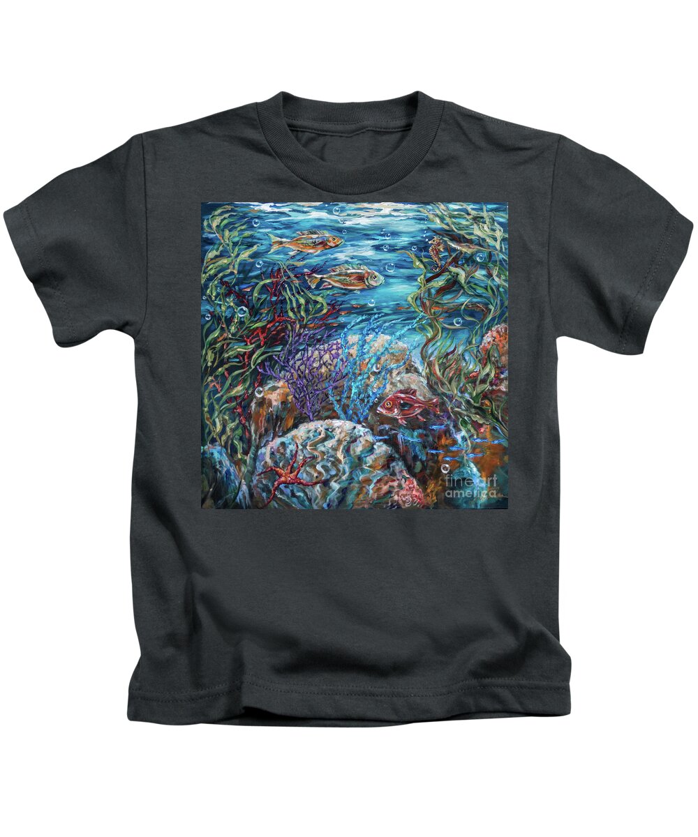 Coral Reef Kids T-Shirt featuring the painting Festive Reef by Linda Olsen