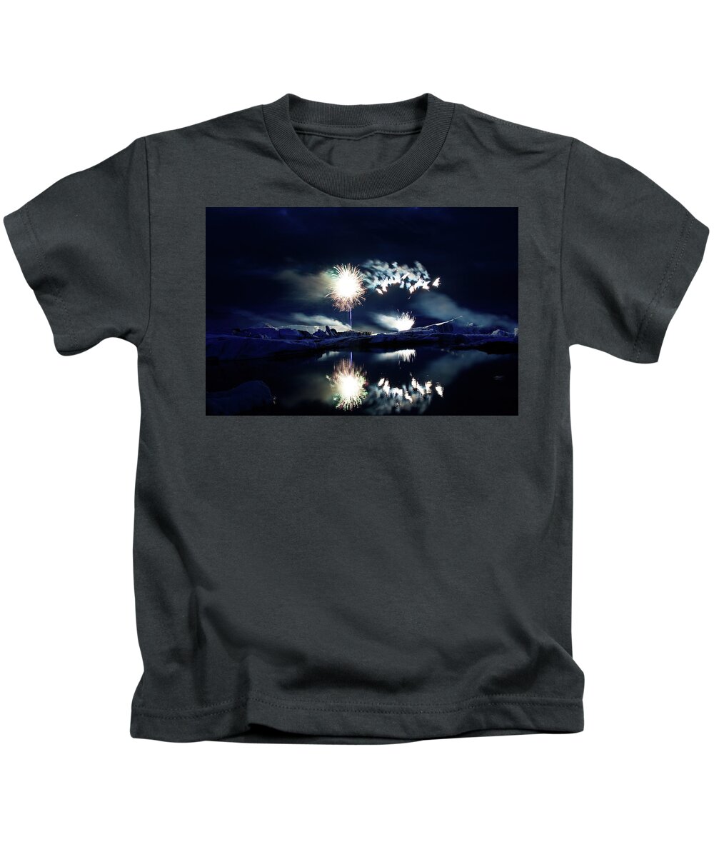 Fireworks Kids T-Shirt featuring the photograph Fire and ice #7 by Christopher Mathews