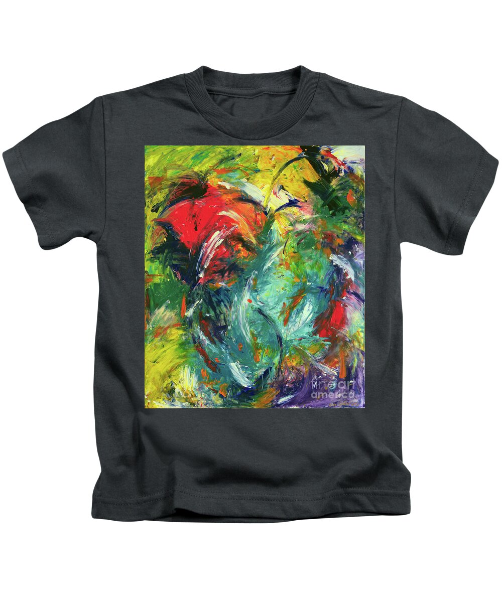 Abstract Kids T-Shirt featuring the painting Fireworks by Noa Yerushalmi