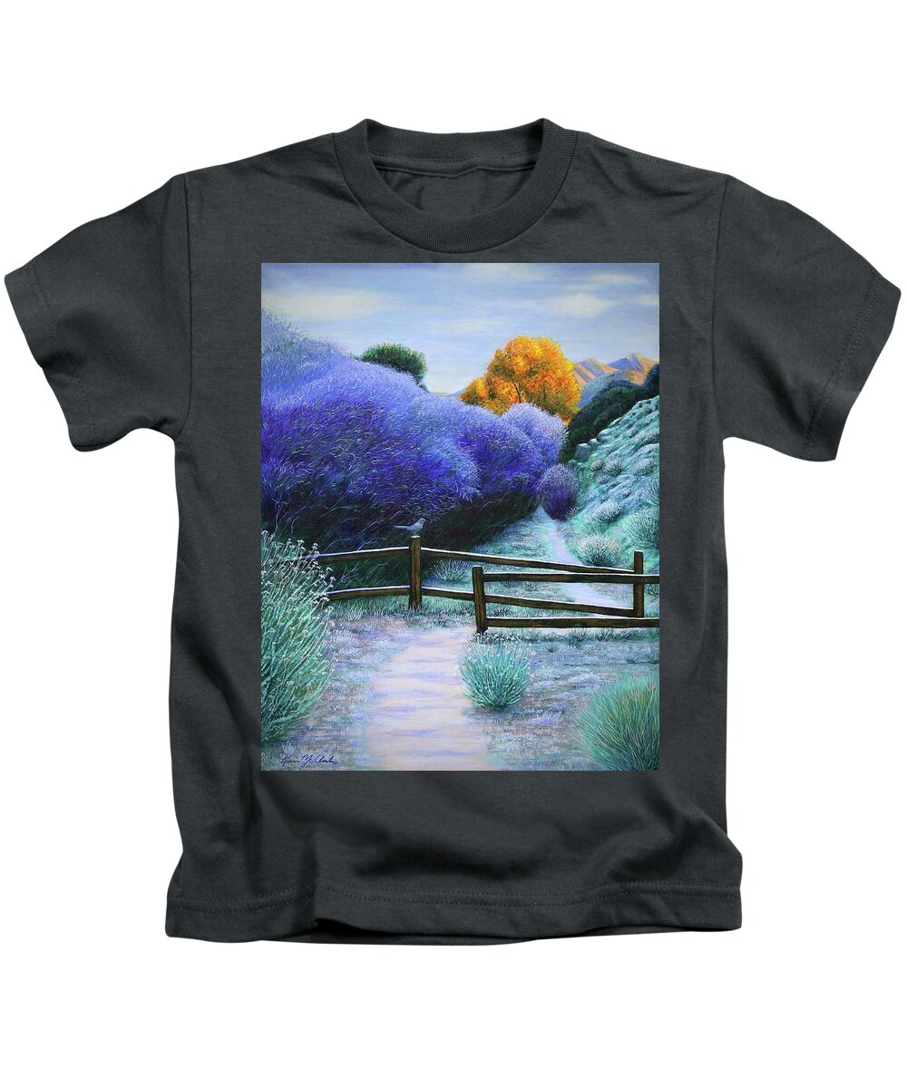 Kim Mcclinton Kids T-Shirt featuring the painting First Frost on the Mesquite Trail by Kim McClinton