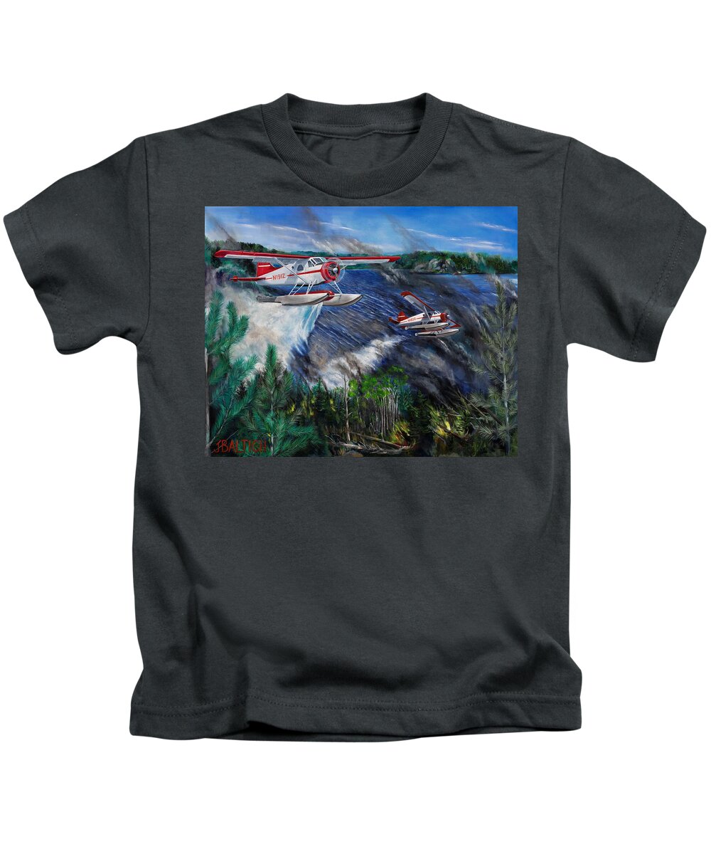 Plane Kids T-Shirt featuring the digital art First Line by Joe Baltich